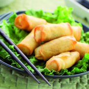 Mini deep fried cylindrical pastry stuffed rollup with Indian home-made cheese & vegetables